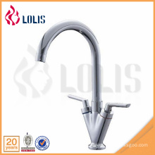 Chrome double handle long gooseneck kitchen faucet tap